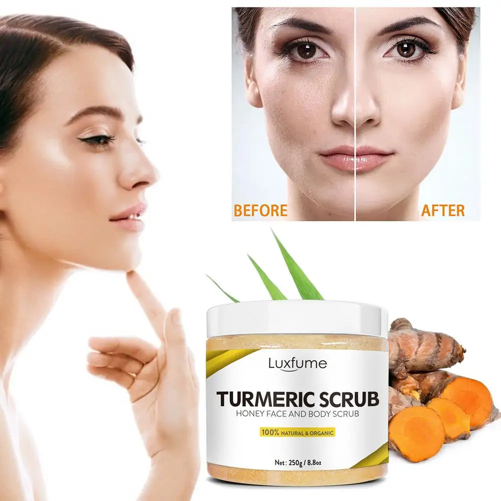 

250g Turmeric Face Body Scrub Skin Exfoliating Brightening Acne Deep Cleansing Pore Dead Skin Natural Organic