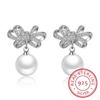 925 sterling silver earrings mosaic zirconia butterfly pearl stud earrings for women oorbellen brincos pendientes s e370