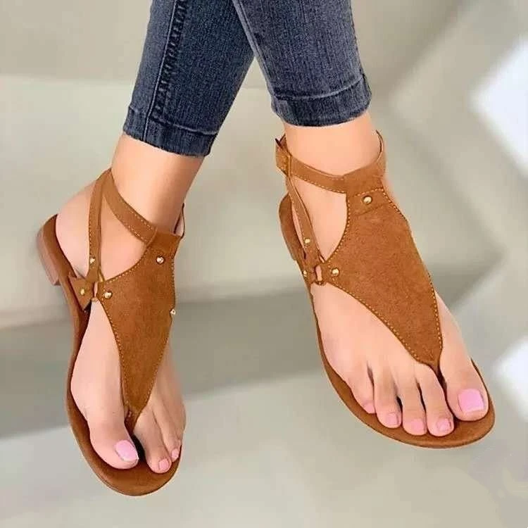 

New Summer Womens Sandals Flat heel Casual Fashion Buckle Solid Color Clip Toe Female Shoes Outdoor Beach Ladies Sandal