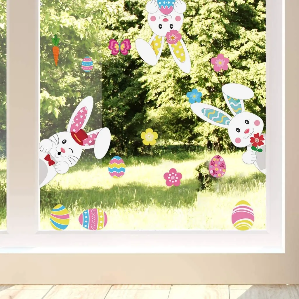 

Easter Window Stickers Bunny Egg Carrot Stickers Decal Wall Sticker Window Sticker Cartoon Home Decor For Room Wall Stickers