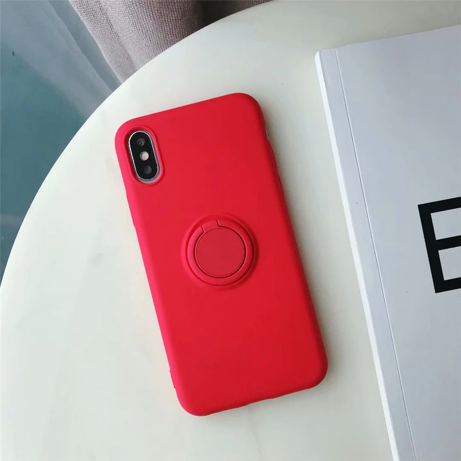 Магнитный держатель кольца для телефона для iPhone XS MAX XR X 8 7 6 6S Plus тонкие Чехлы вращение на 360 градусов Автомобильный держатель Крышка - Цвет: Красный