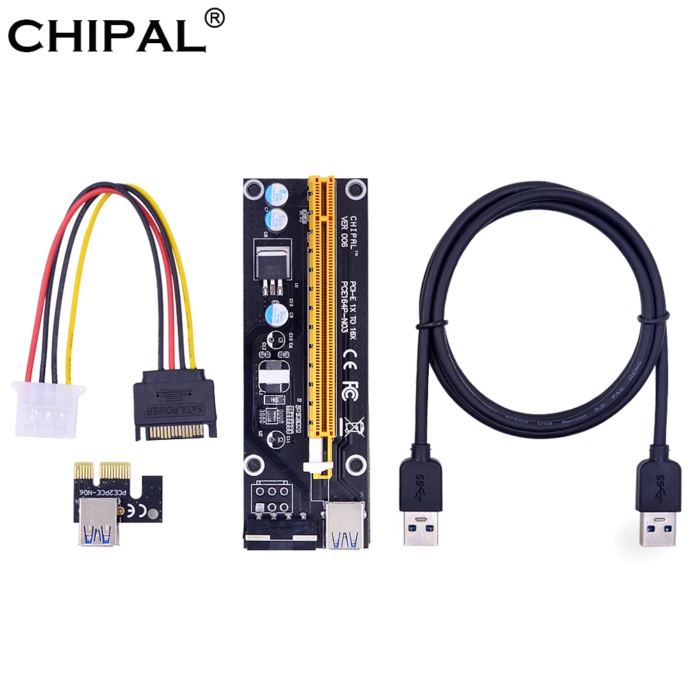 Райзер-карта VER006 PCIE PCI-E 60 см 1 м PCI Express расширитель 1x на 16x USB 3 0 SATA 4-контактный