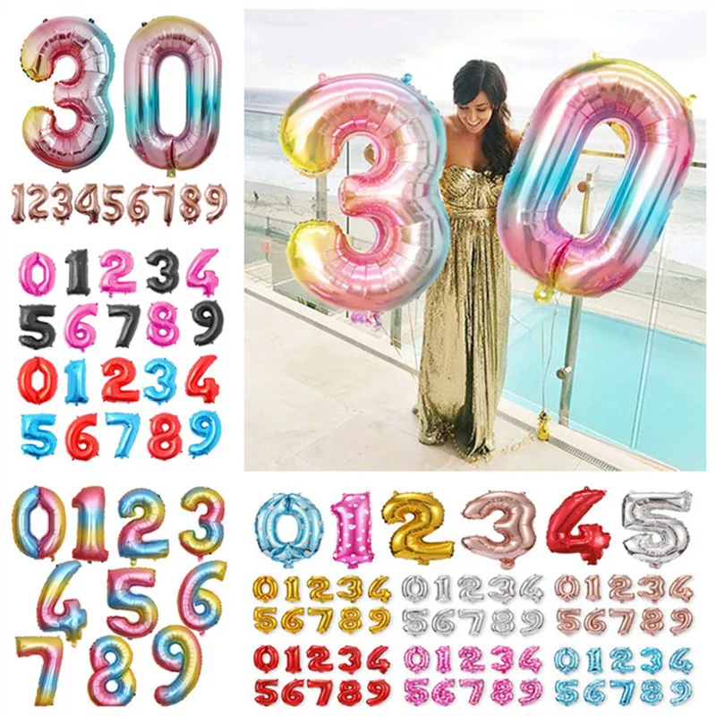 32 дюймовый воздушный шар свадебное в виде цифры 1st День Рождения украшения