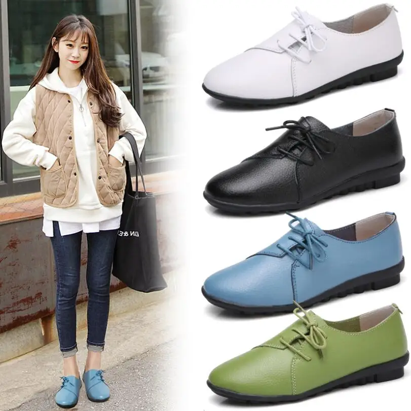 

Women Shoes Split Leather Ballet Flats Casual Loafers Woman Waterproof Non-slip Massage Shoes Luxury Brand Design High Quality