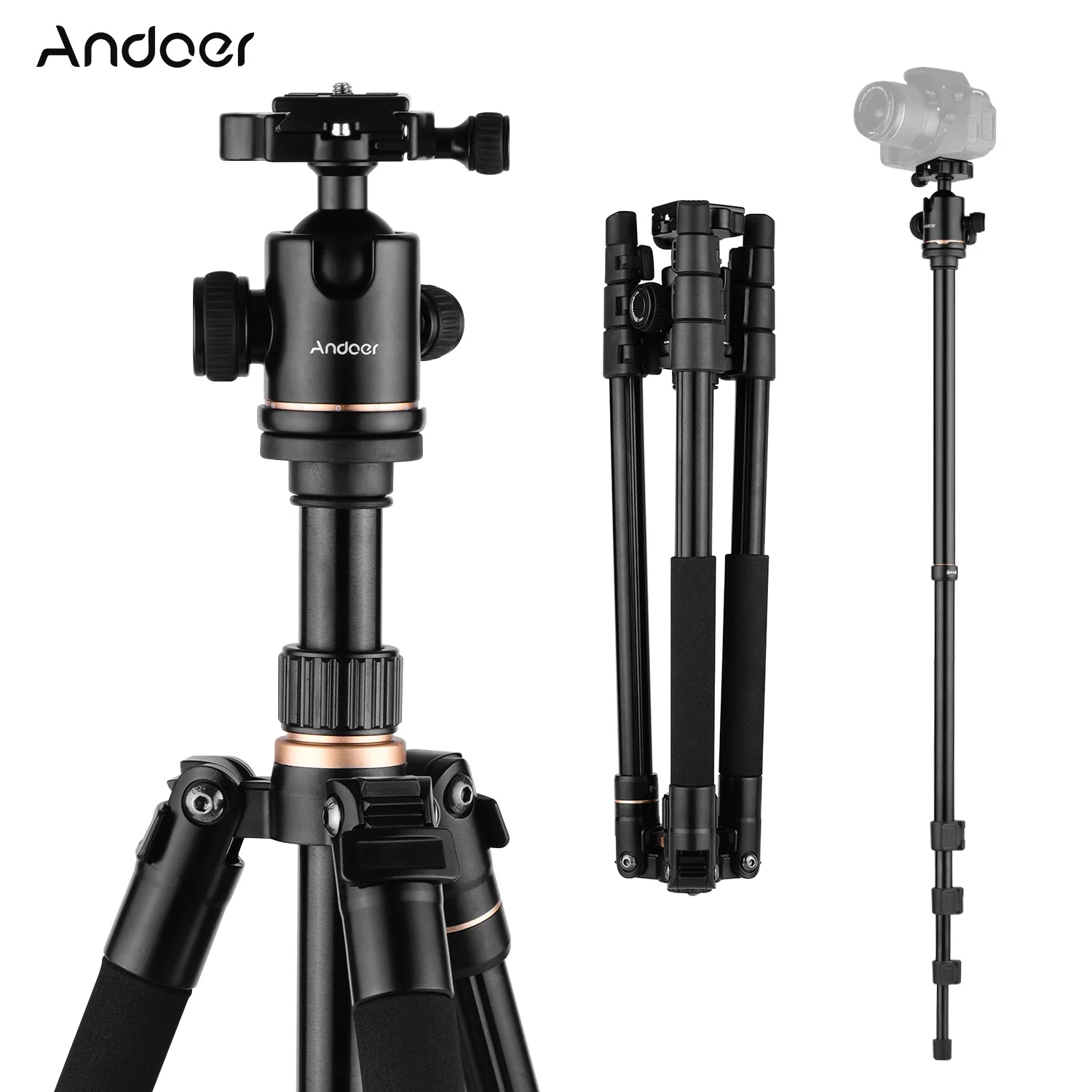 

Photography Tripod Monopod Stand Aluminium Alloy 360° Rotatable Ball Head 8kg Load Capacity with Bag for DSLR Cameras Camcorders