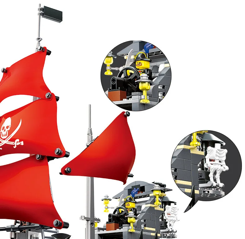 

Model building kits compatible with city Pirates ship king 3D blocks Educational model building toys hobbies for children