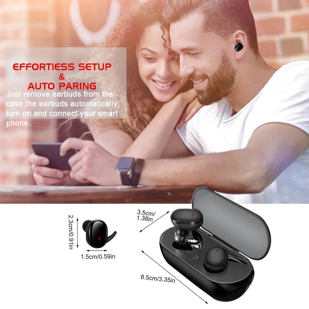 

New TWS 5.0 Bluetooth Earphones 3D Stereo Noise Cancelling Earphone Auto Pairing Touch Control Headsets True Wireless Earbuds