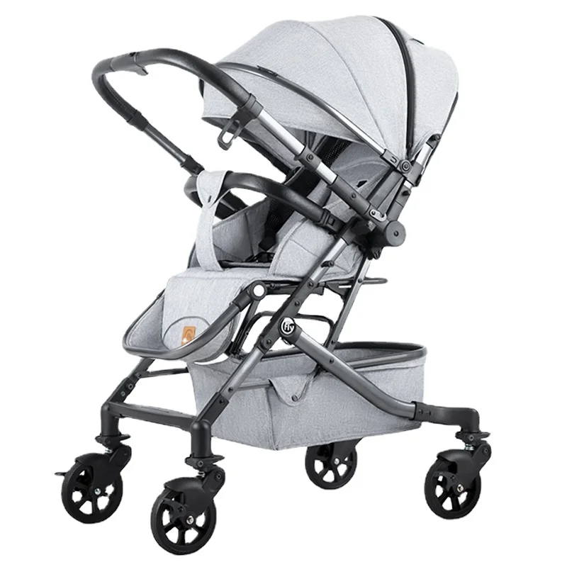 Luxury High-view Portable Four-wheel Universal Baby Stroller Two-way Sitting and Lying Shock-absorbing Folding Newborn Stroller