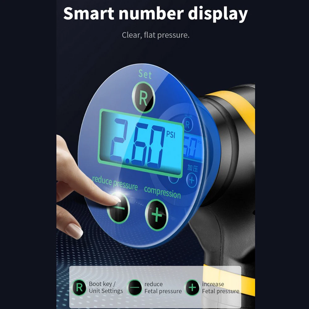 

12V 120W Portable Wireless Digital Car Air Compressor Handheld USB Rechargeable Cordless Tire Inflator Pump for Cars Motorcycles