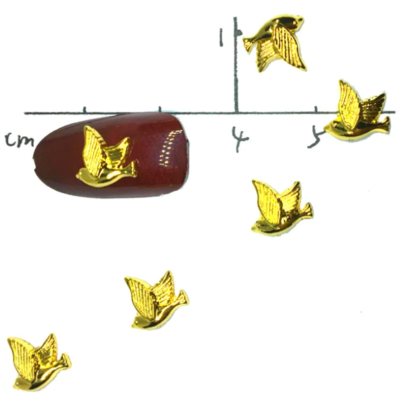 

50Pcs Gold Nail Art Sequins DIY 3D Birds Decorations Nailart Supplies Fly Animal Studs Bling Spring Design Apparel Accessories