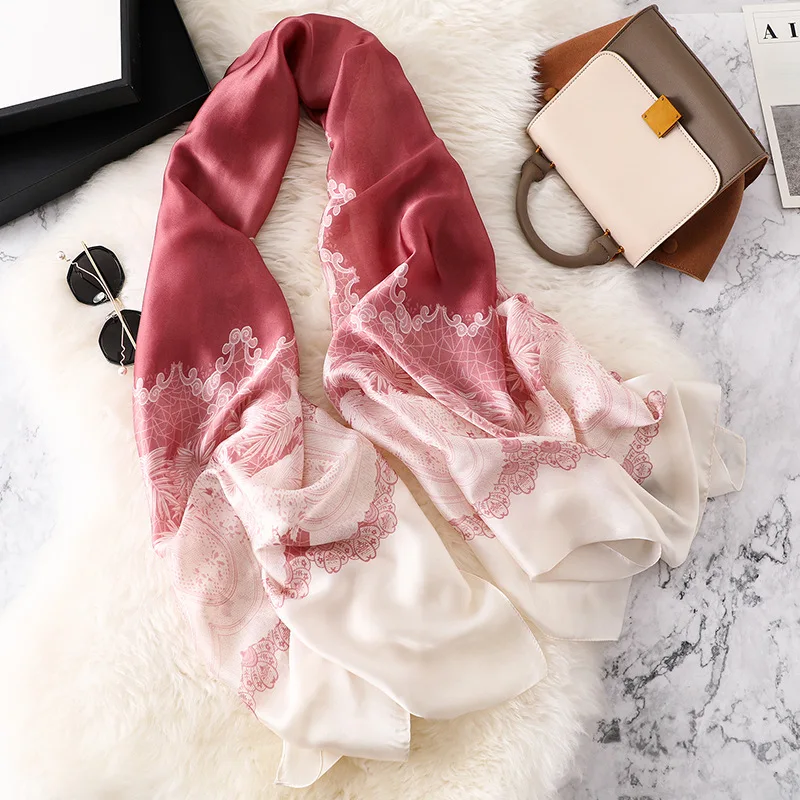 2021 роскошные женские шелковые шали и палантины Шарф Кружевной женский хиджаб
