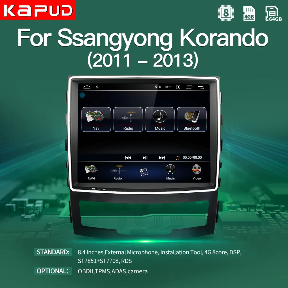 Kapud Octa Core Android 10 0 Автомобильный видео 8 4 &quotНавигатор плеер для Ssangyong Korando 2011 2012 2013
