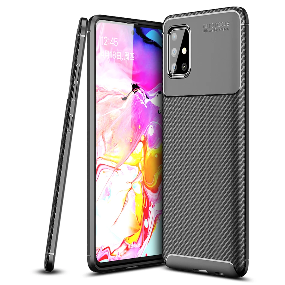 Мягкий ударопрочный чехол A51 из углеродного волокна для Samsung Galaxy A71 силиконовый