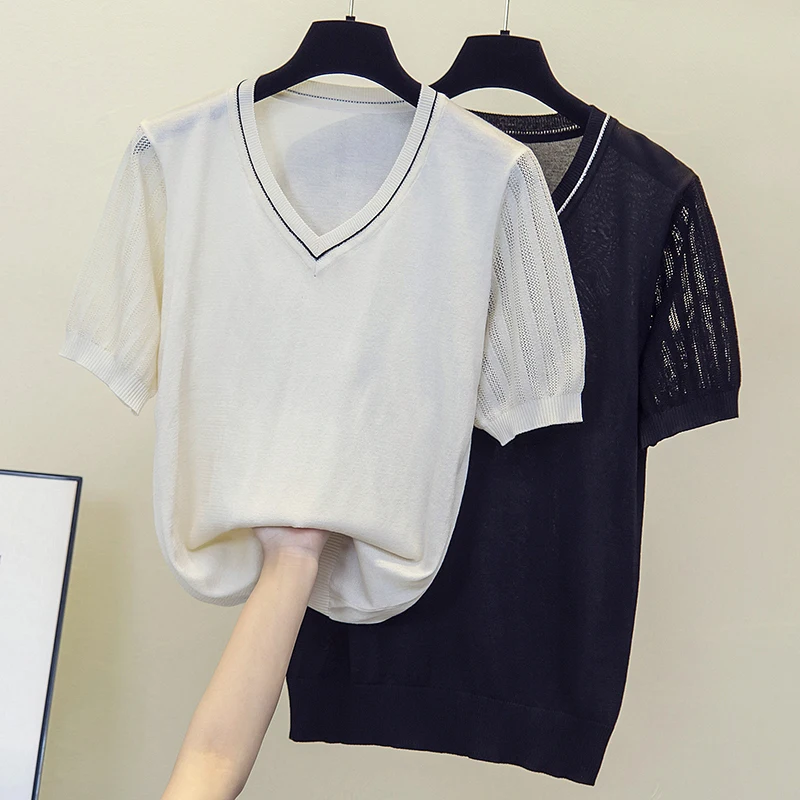 

Pullover Women Sweate Summer Candy Colors Tops Knitted 2021 Korean TShirt Woman Clothes Tee Shirt Femme Camisetas Mujer