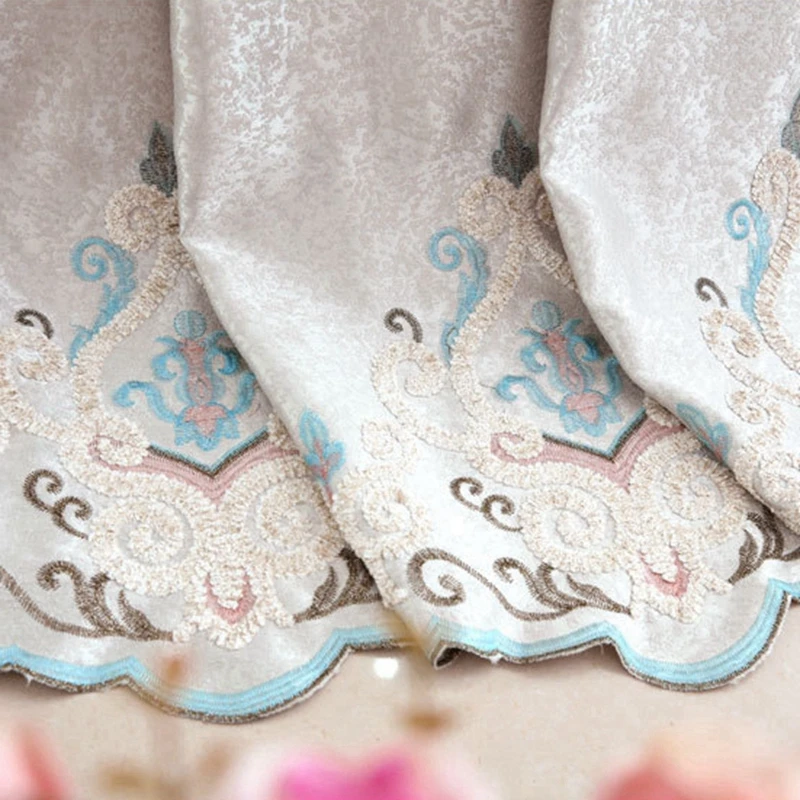 Роскошные европейские короны с вышивкой занавески из ткани романтические