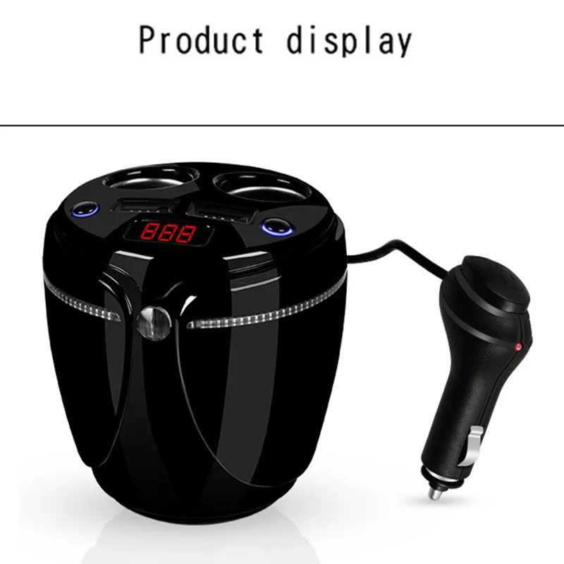 Многофункциональное 2 USB Автомобильное зарядное устройство Держатель для чашки дисплей автомобильное зарядное устройство прикуриватель разветвитель с дисплеем напряжения 5