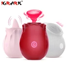 Роза цветок присоска фаллоимитатор вибратор интимные игрушки для женщин язык щетка Массажер для сосков минет киска лизание игрушки для взрослых