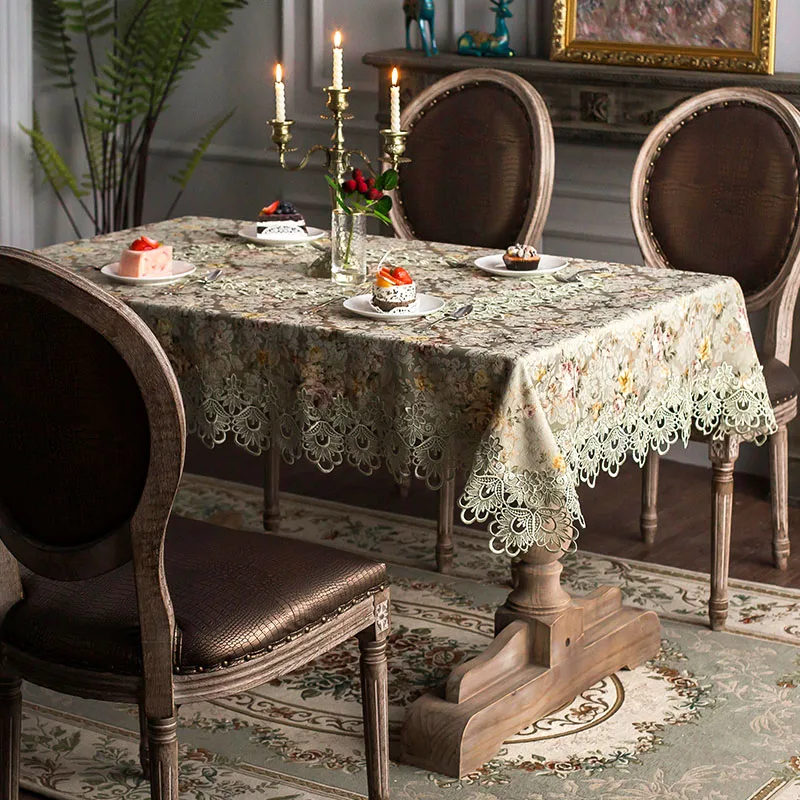 

Luxury Europe Embroidered Tablecloth Table Runner Dining Table Cover Tv Cabinet Decorative Table Cloth Lace Desk Mat Towel