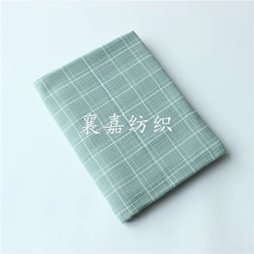 gray green 145x50 см клетчатое хлопковое Креповое детское Двухслойное Марлевое одеяло, пижамная ткань - Цвет: gray green