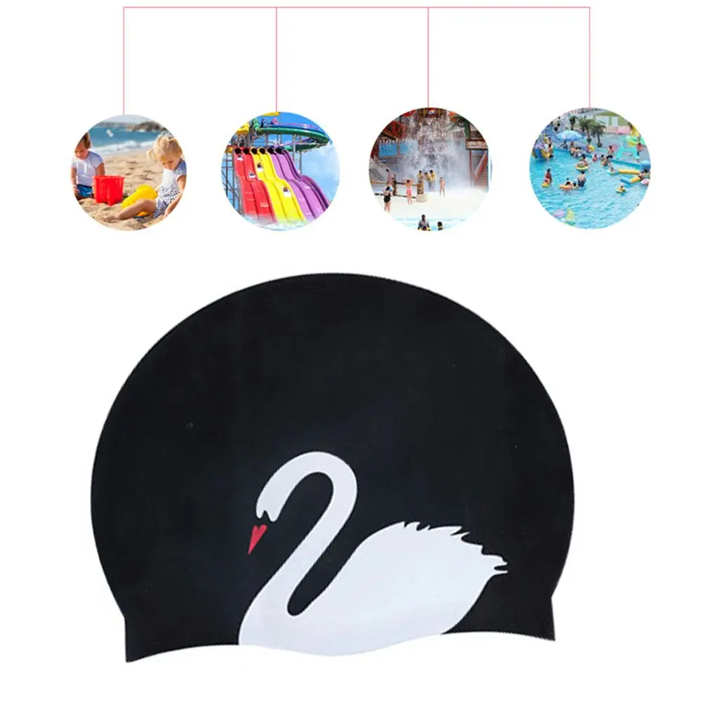 

Silicone Swim Cap Fashion Design Flexible Durable Long Hair Swimming Caps Waterproof Ear Protection Pool Swim Hat For Women