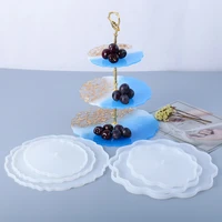 diy crystal silicone mold three layer fruit plate tea plate disc epoxy resin molds cup pad mould for resin art home decoration