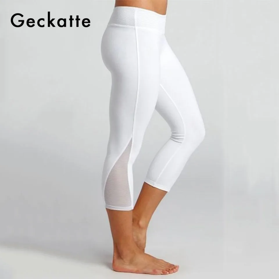 Женские спортивные Леггинсы Geckatte белые эластичные леггинсы длиной 7/8 для йоги