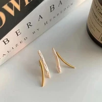 folisaunique freshwater white stick pearls earring for women girls birthday gift 14k gold filled trendy stylish stud earring