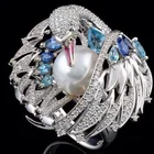 Творческий изысканный блестящий роскошный белый лебедь жемчужное свадебное кольцо Обручальные кольца для женщин и девушек, вечерние женские ювелирные изделия