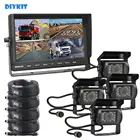 Автомобильный монитор DIYKIT с 10-дюймовым раздельным четырёхъядерным процессором, 4 камеры ночного видения, водонепроницаемая камера заднего вида для автомобилей, грузовиков, автобусов