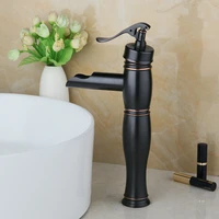 black oil rubbed brass waterfall bathroom basin faucet single handlehole deck mount vessel basin sink mixer tap
