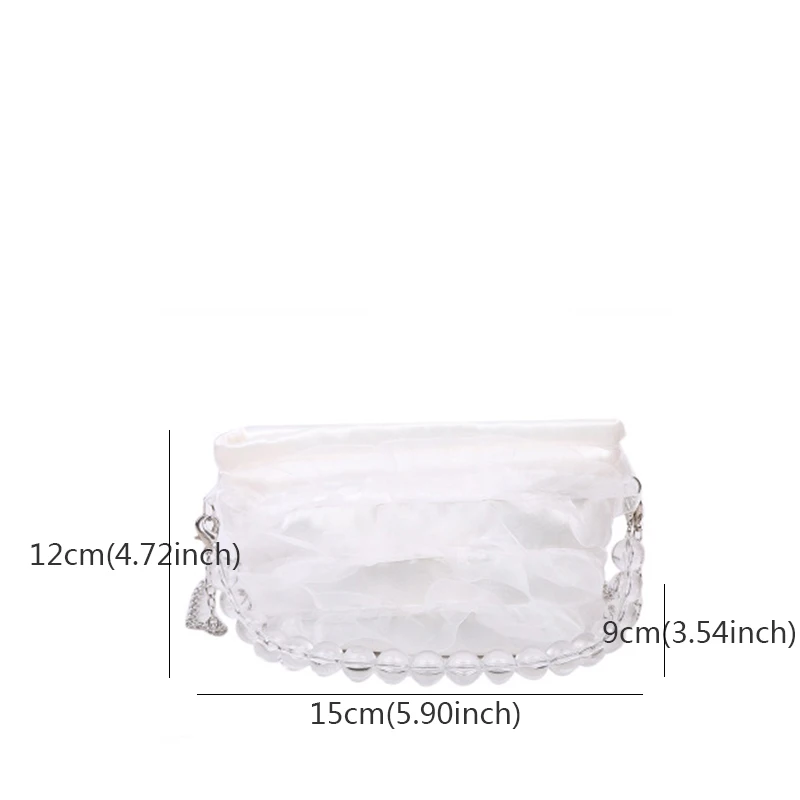 

Brand Mini Pearl Chain Women's Bucket Bags Cute Lace Shoulder Bag Ins Retro Female Chain Shoulder Crossbody Bags Lady Purse