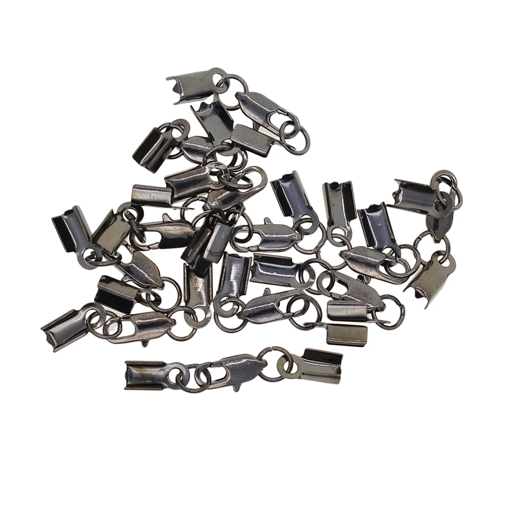 

12x Ribbon Clip Clamp Cord Crimp End Cap Tip Necklace Bracelet DIY Findings