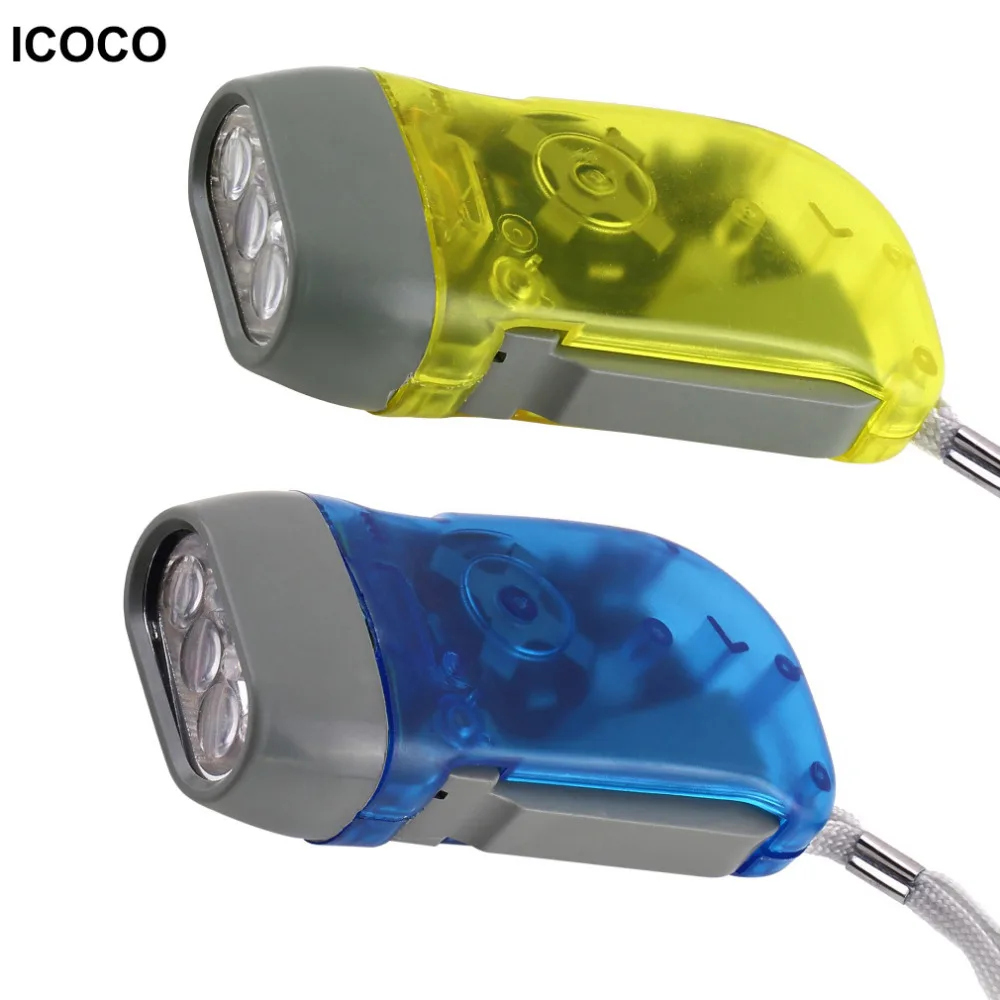 ICOCO флэш светильник 3 светодиодный Динамо ручное нажатие Кривошип энергия Ветер