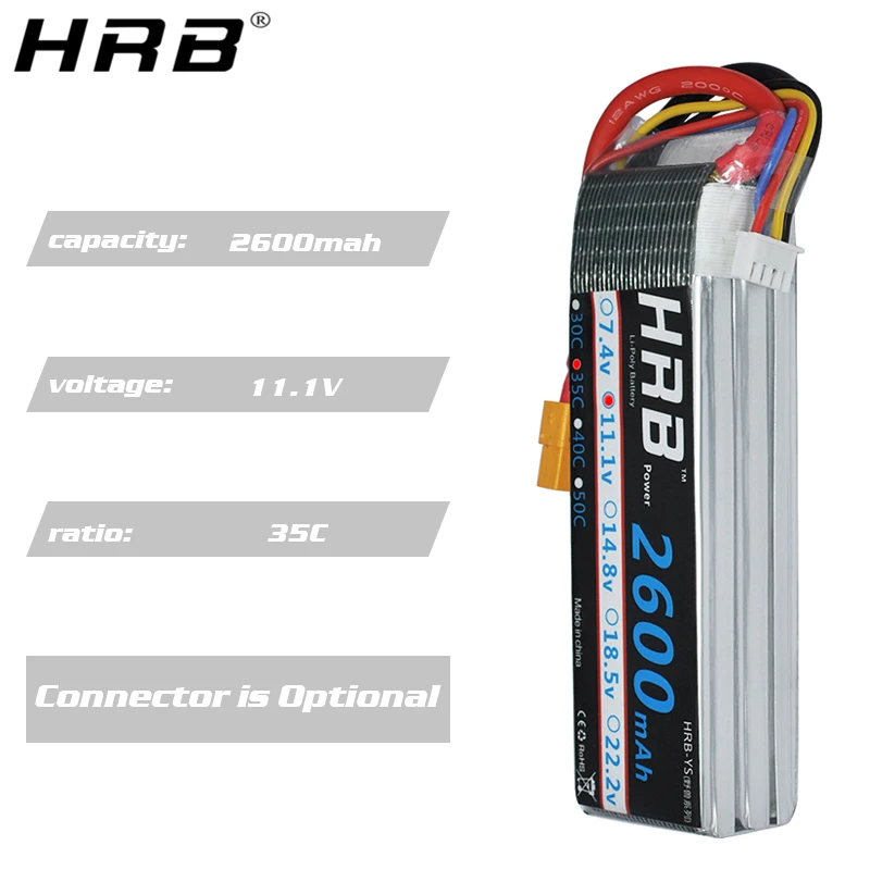 HRB 3S 11.1V Lipo Battery 2600mah XT60 T Deans XT90 EC5 Female Plug 35C For Axial Racing Airplanes FPV Drone Car Boat RC Parts | Игрушки и