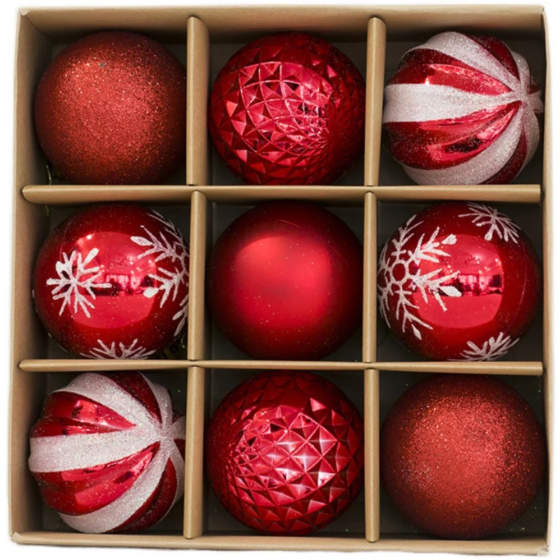 

Christmas Tree Decoration Pendant 8cm Painted Pearlescent Christmas Ball Gift Box 9pcs Bright Christmas Ball Hanging Ball
