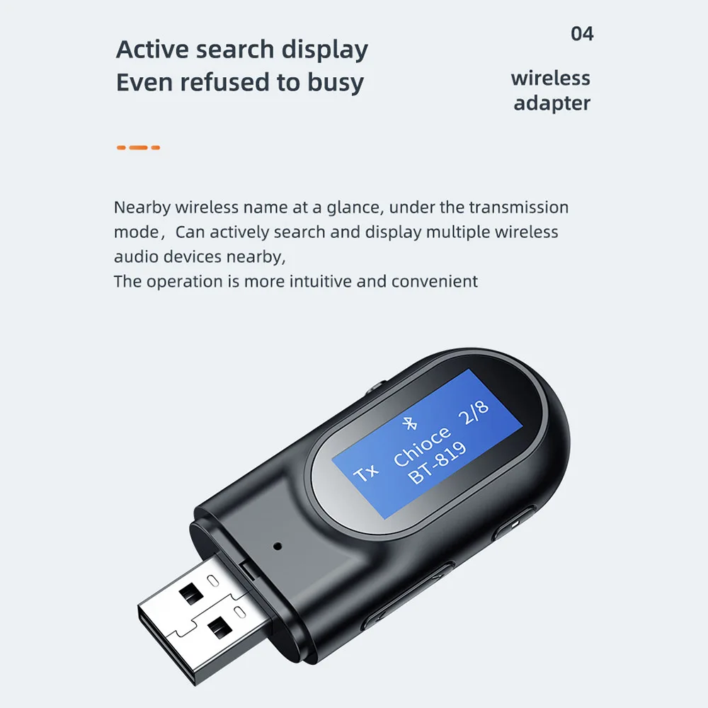 Bluetooth 5 0 приемник передатчик аудио адаптер ЖК-дисплей 3 мм Aux беспроводной стерео