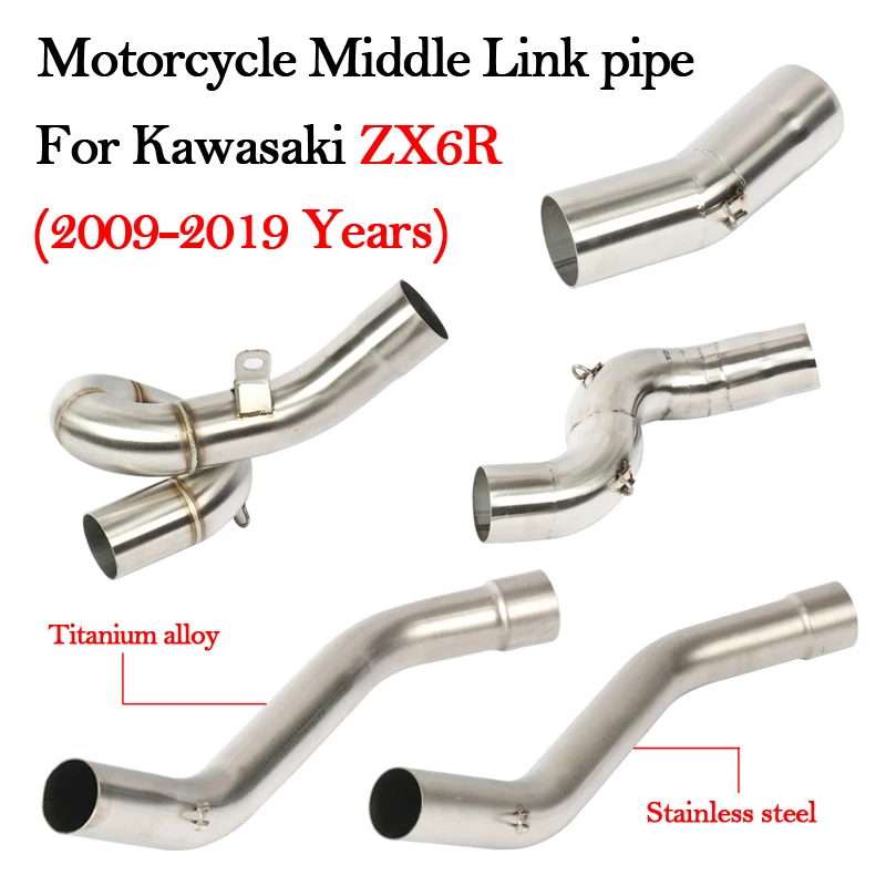 

Slip on Motorcycle Exhaust Muffler Stainless Steel/titanium Alloy Middle Connection Link Pipe For Kawasaki ZX6R 2009-2019 Years