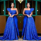 Великолепное нигерийское кружевное вечернее платье для стильных гостей свадьбы Королевский синий комбинезон на одно плечо платья для выпускного вечера Вечернее платье