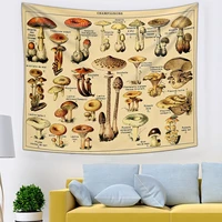 mushroom tapestry wall decor mycology mushroom champignon identification chart diagram illustration wall art boho decor