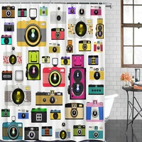 durable polyester bathroom shower curtains extra long 72 x 84 vintage old fashioned photo cameras hobby studio graphic