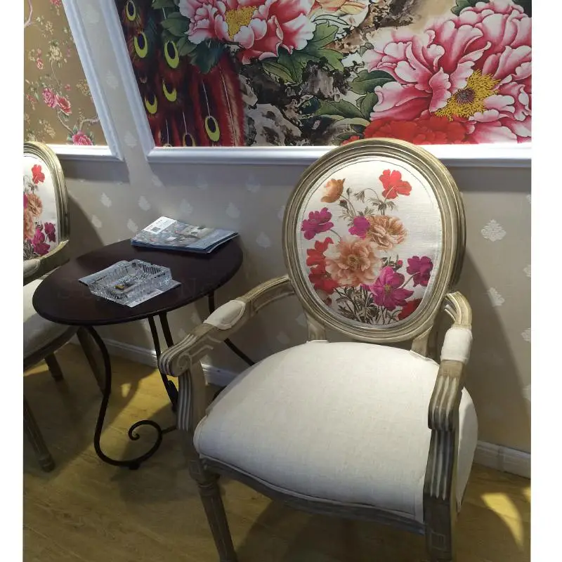 Европейский обеденный стул из твердой древесины американский деревенский Ретро