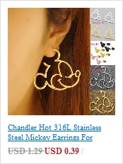 Chandler Hot 316L Stainless Steel Mickey Earrings For Children Kids Mouse Jewelry Cute Lovely Animal Black Rose Color Bronics