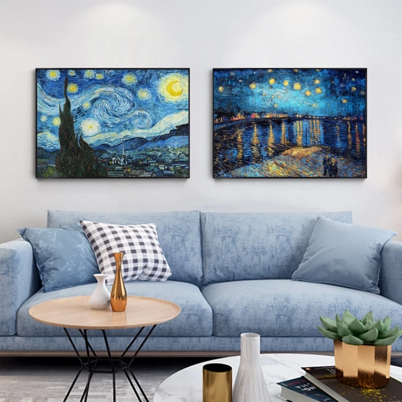 

Classical Oil Paintings Starry Night By Impressionist Artist Van Gogh Wall Hanging Pictures Posters and Print for Living Room