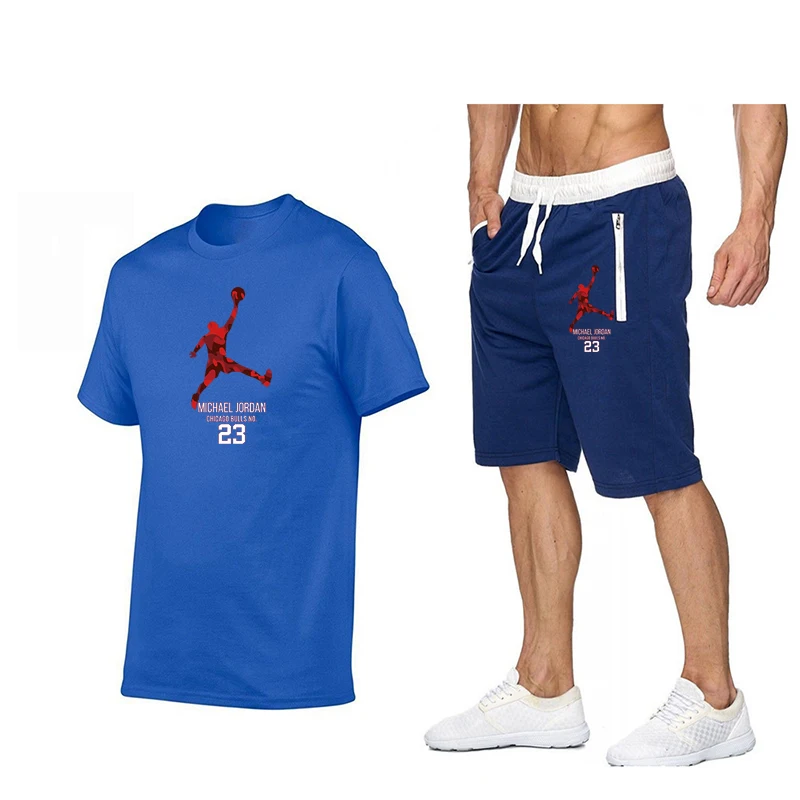 

2021 Summer Fashion Casual Brand Men's Suit Sportswear Track Suit Men's Sports Shirt Short-Sleeved T-Shirt 2-Piece Set