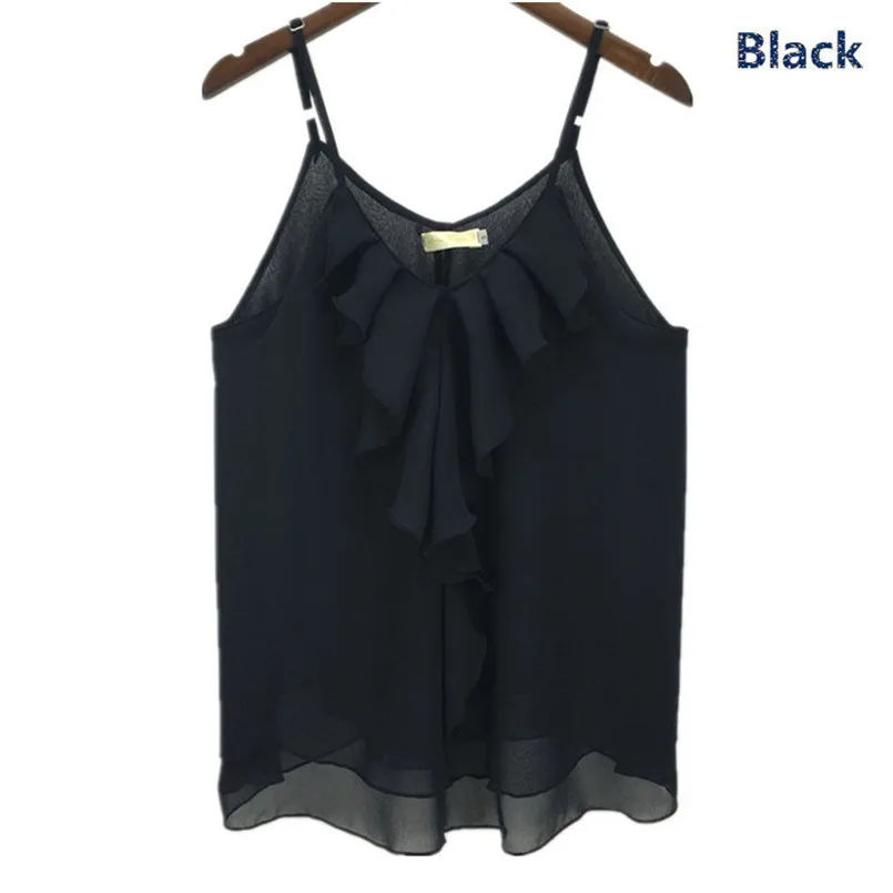 

Женский шифоновый жилет с воланом, элегантный однотонный топ на бретелях, 11 цветов, на лето, 2022