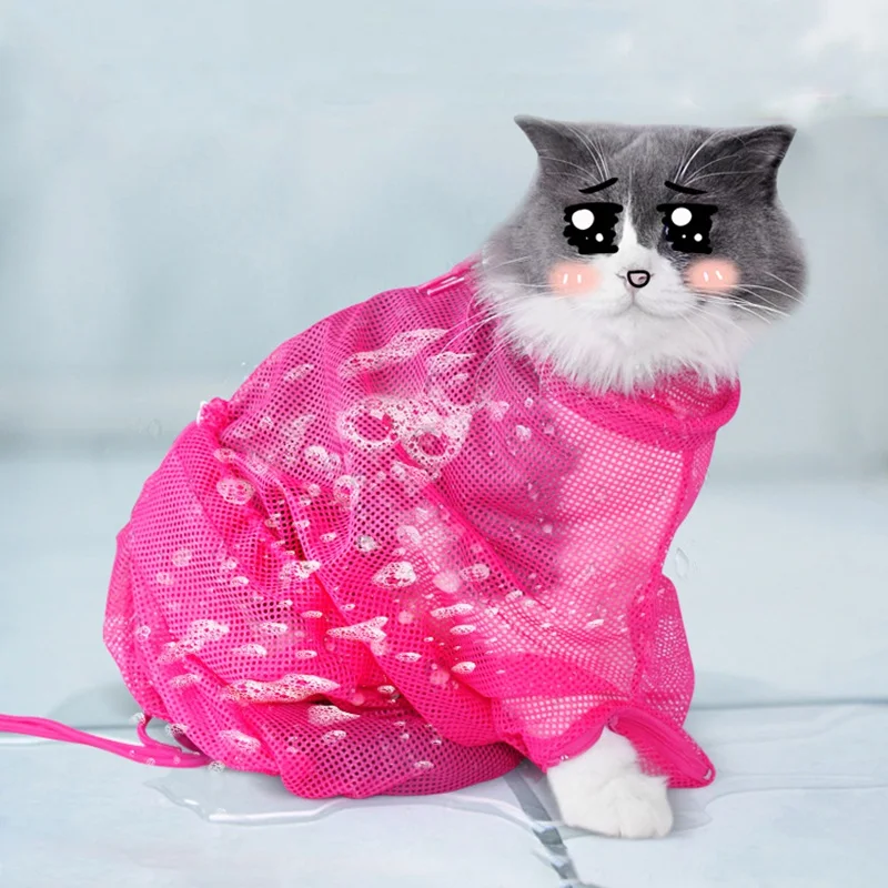 Регулируемые сумки для мытья кошек Сетчатая Сумка ухода за кошками купания