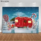 Фон для студийной фотосъемки детей с изображением рождественской елки Красного автомобиля леденца