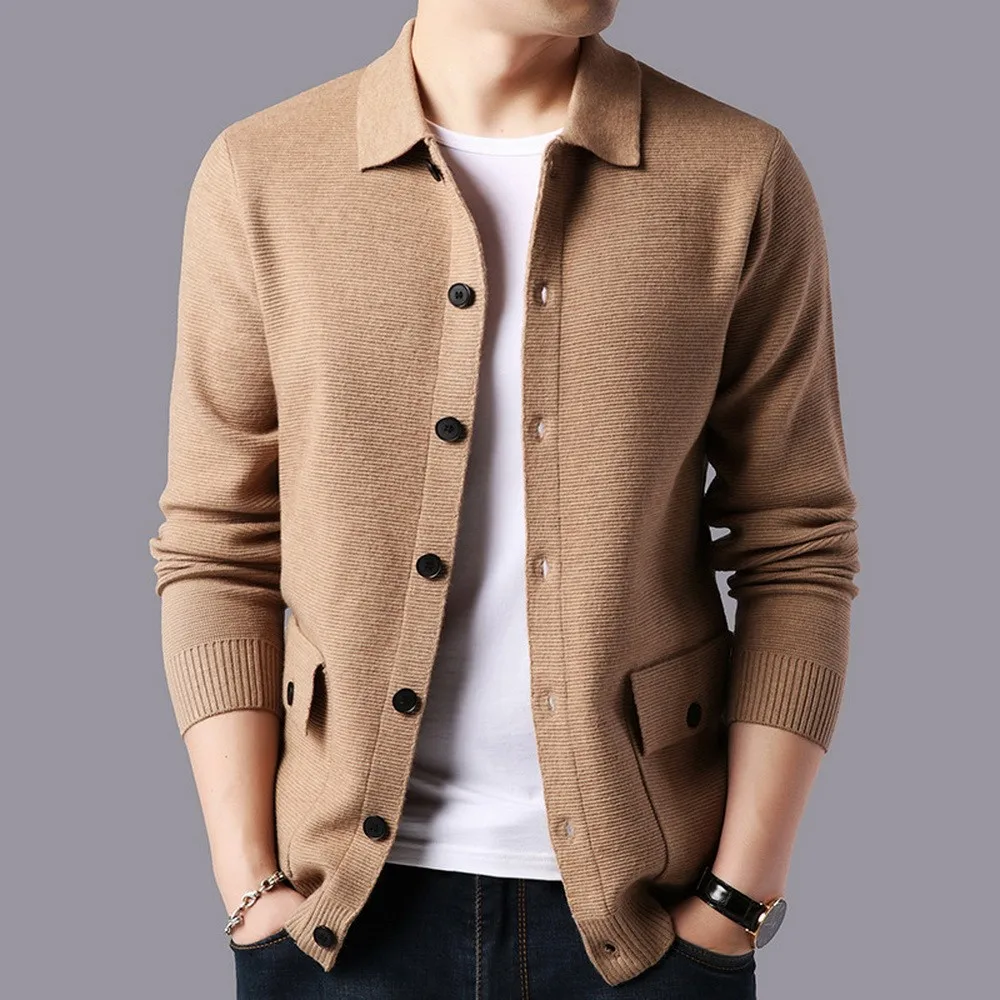 

2020 New Brand Sweater Men Streetwear Fashion Sweater Coat Men Autumn Winter Warm Cashmere Woolen Cardigan Men With Pocket 3XL