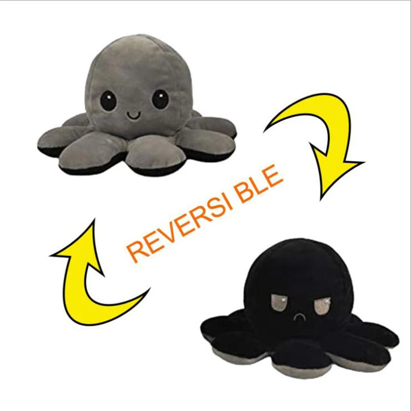 

Creative Cute Octopus Plush Toys Poulpe Retroflexion Octopu Soft Double-sided Flip Funny Emotion Pulpo Doll Peluches Squishy