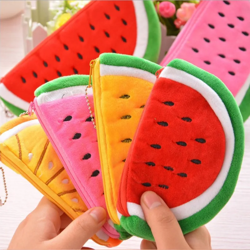 Креативные Кошельки для монет серия фруктов арбуз клубника кактус плюшевый